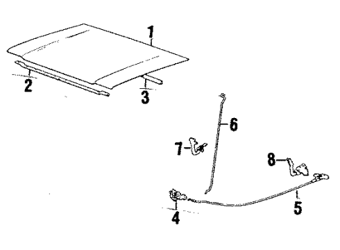 1984 Toyota Starlet Cable Assy, Hood Lock Control Diagram for 53630-10130