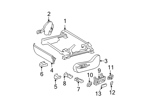 2007 Toyota Avalon Cover, Seat Track Bracket, Inner LH Diagram for 72158-AC050-A0