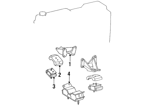 1997 Toyota Land Cruiser Engine & Trans Mounting Diagram