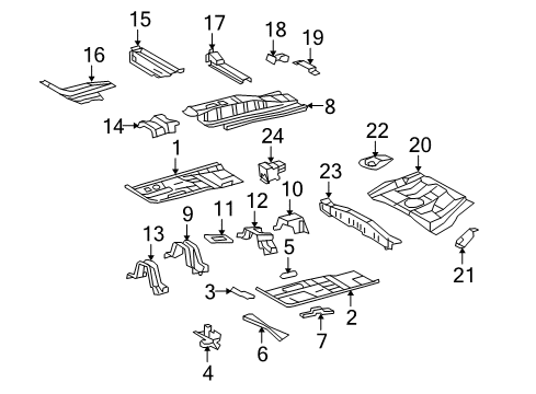 2010 Scion xB Pillars, Rocker & Floor - Floor & Rails Diagram