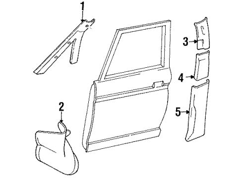 1991 Toyota Previa Windshield Pillar Trim, Passenger Side Diagram for 62210-95D00-03