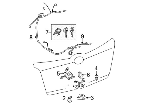 2009 Toyota Yaris Lift Gate Diagram 1 - Thumbnail