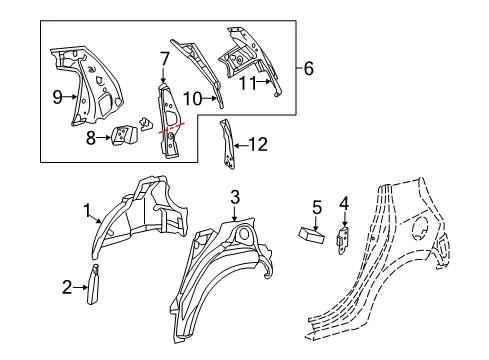 2013 Toyota Prius C Inner Structure - Quarter Panel Diagram