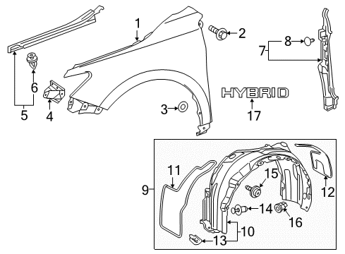 2015 Toyota Camry Mudguards Diagram for PU060-33015-P1