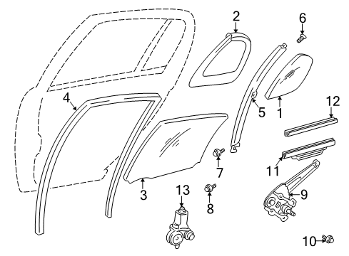 2001 Toyota Prius Weatherstrip, Rear Door Quarter Window, LH Diagram for 68189-47010