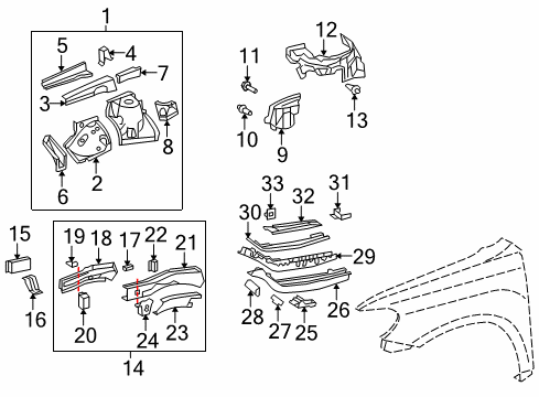 2011 Toyota Highlander Structural Components & Rails Diagram 1 - Thumbnail