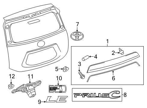 2013 Toyota Prius C Exterior Trim - Lift Gate Diagram