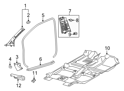 2008 Toyota Yaris Interior Trim - Pillars, Rocker & Floor Diagram 1 - Thumbnail