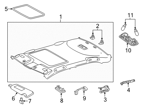 2015 Toyota Camry Visor Assy, Rh Diagram for 74310-33F80-A1