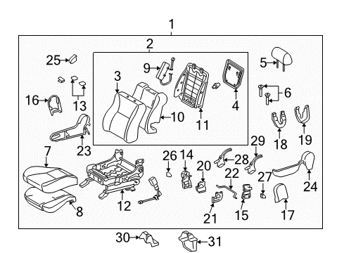 2007 Toyota Matrix Front Seat Back Cover, Right(For Separate Type) Diagram for 71073-01160-B0