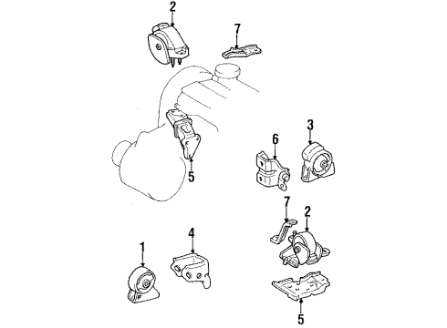 1992 Toyota Celica Stay, Engine Mounting, RH Diagram for 12317-16040