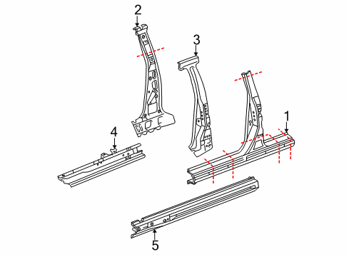 2004 Scion xB Rocker Reinforcement, Driver Side Diagram for 61404-52040