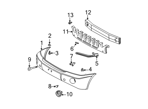 2002 Toyota Highlander Cover, Front Bumper HOL Diagram for 52127-12160-A0