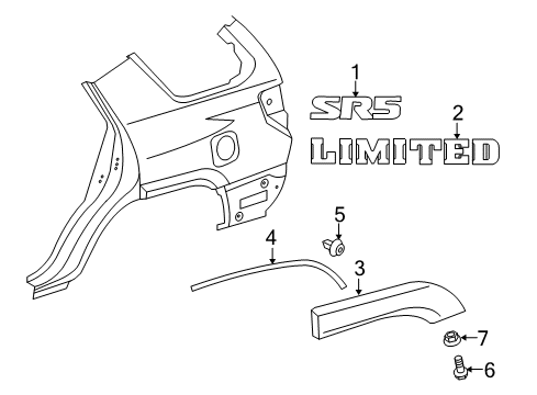 2022 Toyota 4Runner Exterior Trim - Quarter Panel Diagram