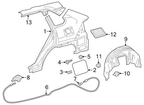 2023 Toyota Corolla Cross Quarter Panel & Components Diagram