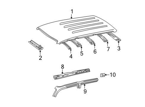 2000 Toyota Land Cruiser Roof & Components Diagram 2 - Thumbnail