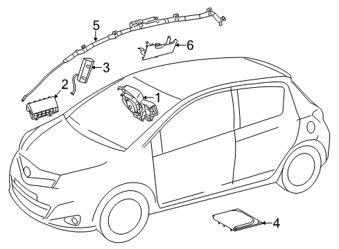 2015 Toyota Yaris Clock Spring Spiral Cable Sub-Assembly W/Sensor Diagram for 84307-0D070