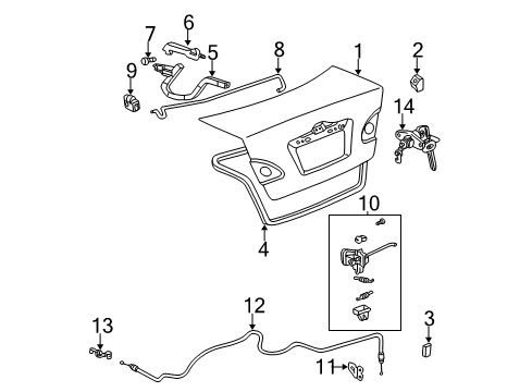 2005 Toyota Corolla Weatherstrip, Luggage Compartment Door Diagram for 64461-02070