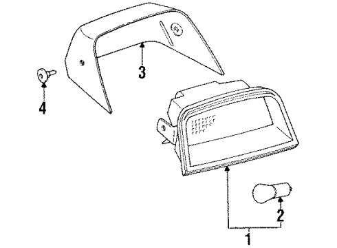 1989 Toyota Corolla Socket & Wire, Center Stop Lamp Diagram for 81576-12080