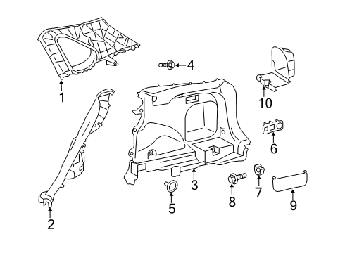 2020 Toyota RAV4 Interior Trim - Quarter Panels Diagram