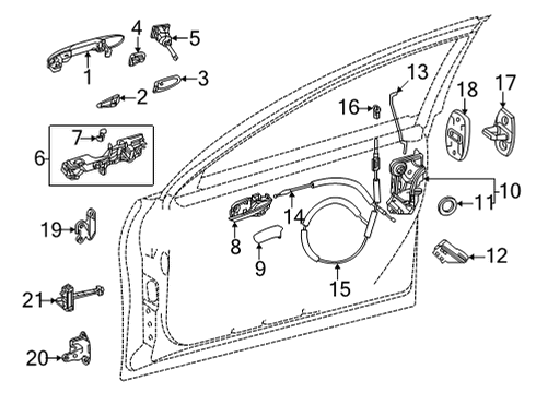 2022 Toyota Mirai Rod, Fr Door Lock Op Diagram for 69312-62020