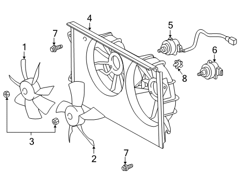 2001 Toyota Celica Cooling System, Radiator, Water Pump, Cooling Fan Diagram 1 - Thumbnail