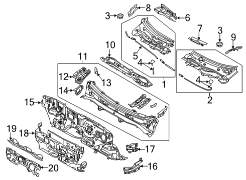 2020 Toyota Yaris Cowl Diagram