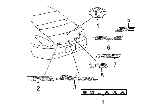 2007 Toyota Solara Luggage Compartment Door Name Plate, No.2 Diagram for 75442-06130