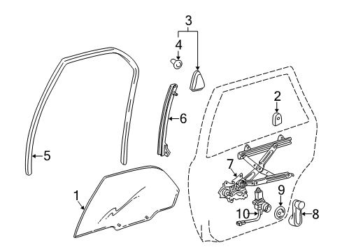 2000 Toyota Camry Frame Sub-Assy, Rear Door Window, Rear Lower RH Diagram for 67407-AA010