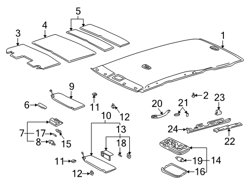 2001 Toyota Highlander Visor Assembly, Left Diagram for 74320-48110-B0