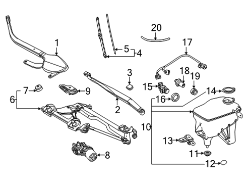 2016 Toyota Mirai Front Wiper Blade, Right Diagram for 85212-62021