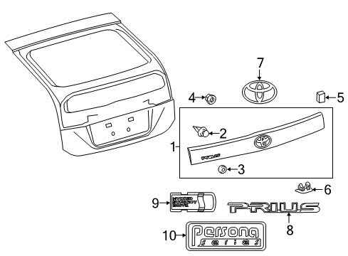 2015 Toyota Prius Plug-In Exterior Trim - Lift Gate Diagram