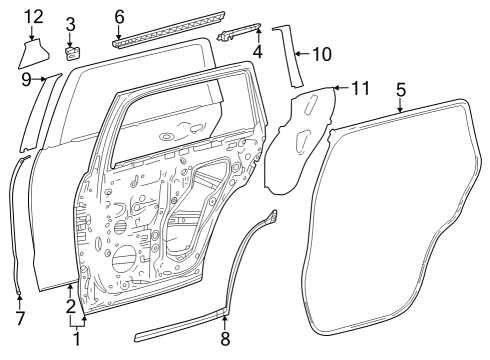 2024 Toyota Sequoia WEATHERSTRIP, RR DOO Diagram for 68173-0C090