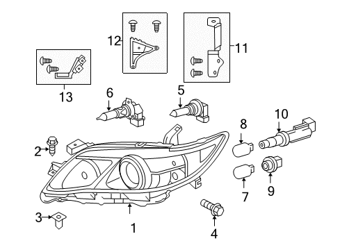 2011 Toyota Camry Passenger Side Headlight Unit Assembly Diagram for 81130-33710