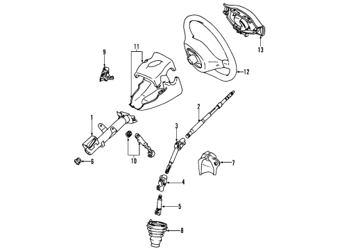 2001 Toyota Echo Bracket Assy, Steering Column, Upper Diagram for 45280-52030