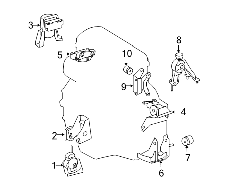 2010 Toyota Corolla Engine & Trans Mounting Diagram 3 - Thumbnail