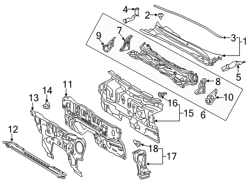 2018 Toyota Camry Panel Sub-Assembly, COWL Diagram for 55701-06350