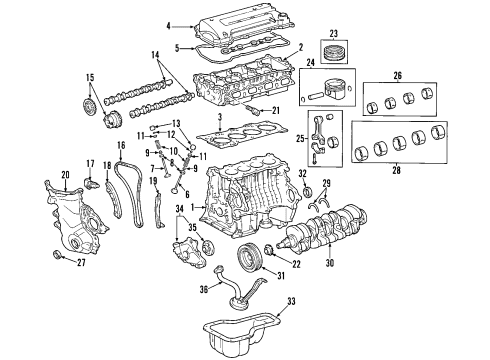 2001 Toyota MR2 Spyder Pump Assembly, Oil Diagram for 15100-0D021