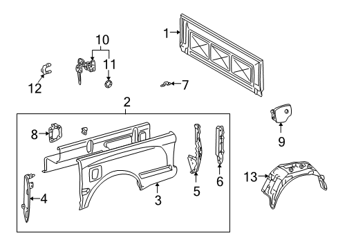 2002 Toyota Tacoma Front Post, Driver Side Diagram for 65504-04030