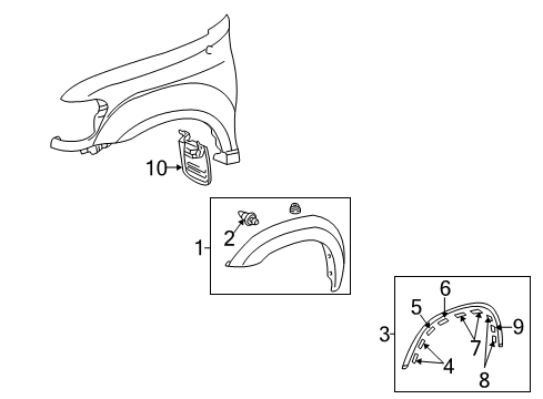 2002 Toyota Sequoia Moulding Sub-Assy, Front Fender, LH Diagram for 75612-0C901