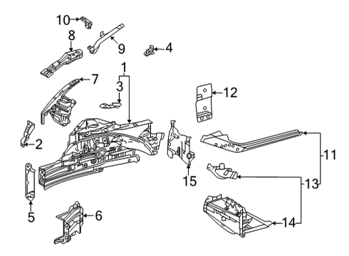 2021 Toyota Mirai Plate Assembly, Fender Apron Set, Driver Side Diagram for 55140-50010