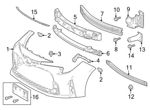 2023 Toyota GR Corolla ABSORBER, FR BUMPER Diagram for 52611-12390