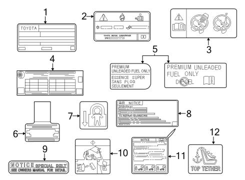 2023 Toyota GR Corolla Information Labels Diagram