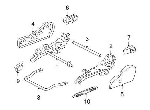 2000 Toyota Celica Cover, Front Seat Track, RH Rear Outer Diagram for 72137-20090-C0