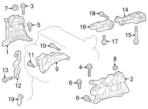 2023 Toyota GR Corolla Engine & Trans Mounting Diagram