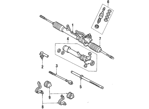 1989 Toyota Corolla Steering Rack End Sub-Assembly Diagram for 45503-19135