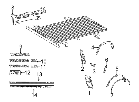 1998 Toyota Tacoma Bracket, Rear Body Mudguard, RH Diagram for 76645-04010