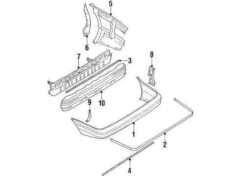 1990 Toyota Corolla Reinforcement Sub-Assembly, Rear Bumper Diagram for 52023-12160