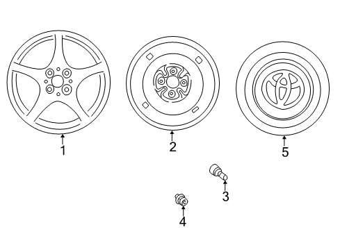 2005 Toyota MR2 Spyder Wheels, Covers & Trim Diagram