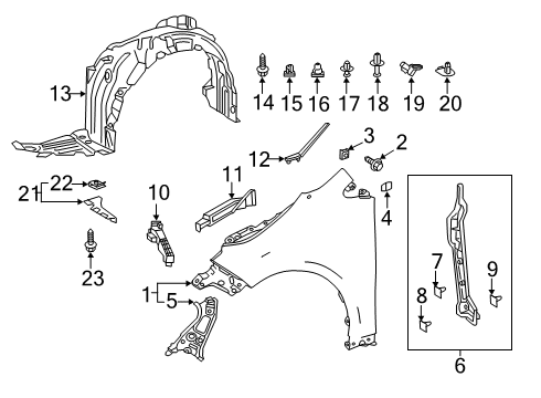 2019 Toyota Corolla Fender & Components, Exterior Trim, Body Diagram 1 - Thumbnail